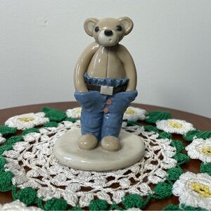 Rare Vintage Julia Francis Studio Pottery Cool Bear in Jeans